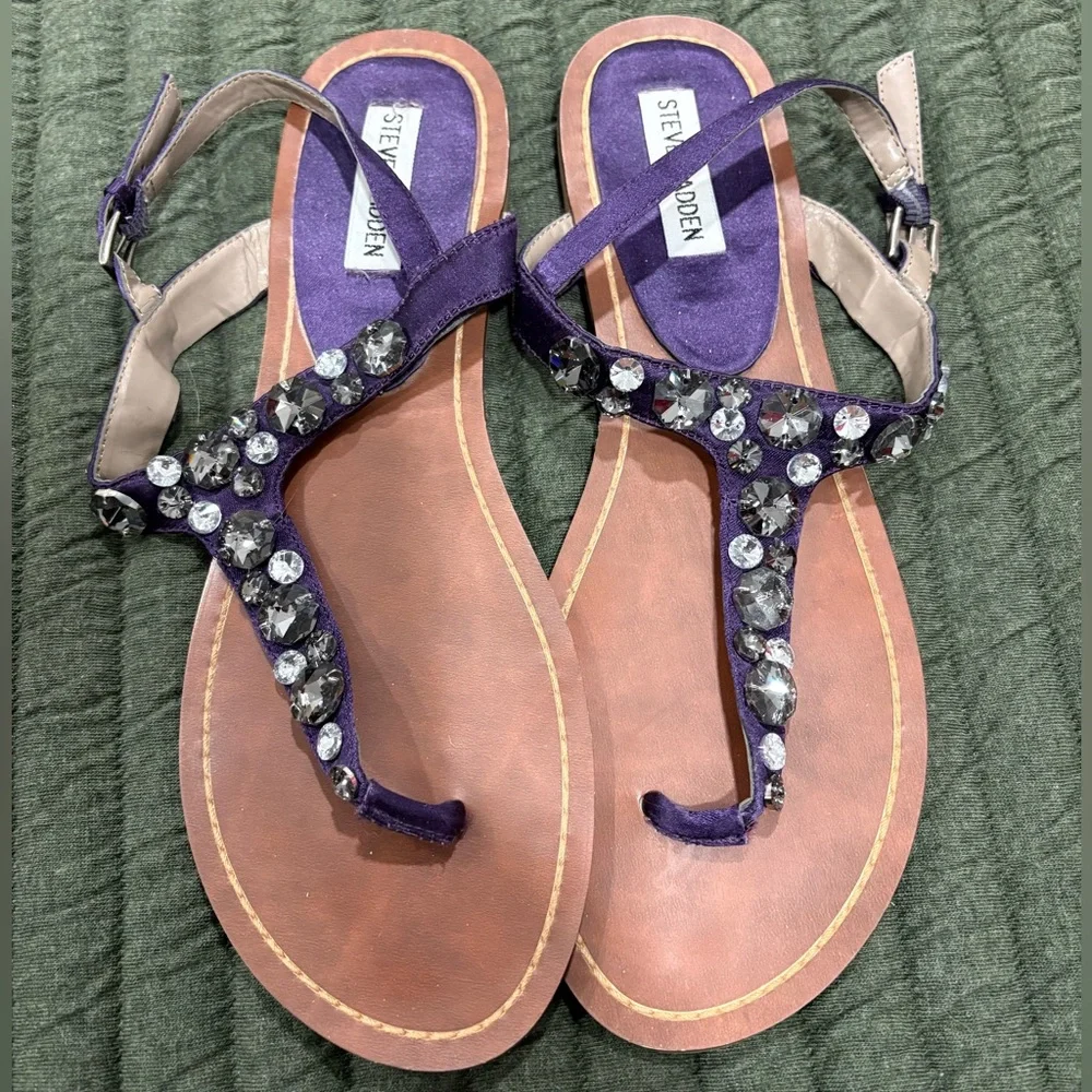 Steve Madden‎ Embellished Purple Sandal Rhinestones Size 9